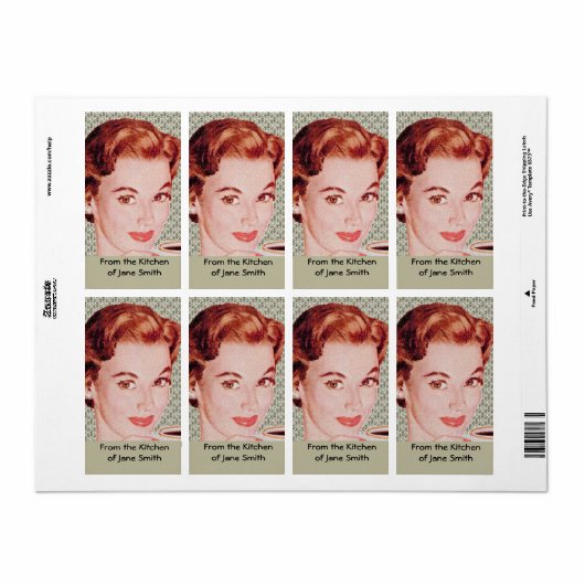 Retro 1950s Keukenetiketten Etiket (Full Sheet)