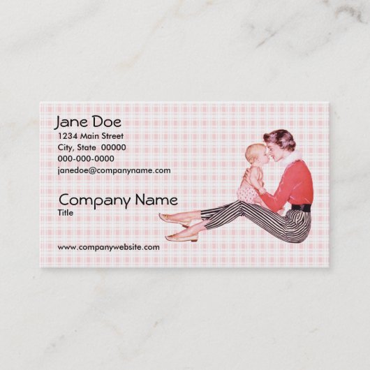 Retro 1950s Mam en Baby Visitekaartje (Voorkant)
