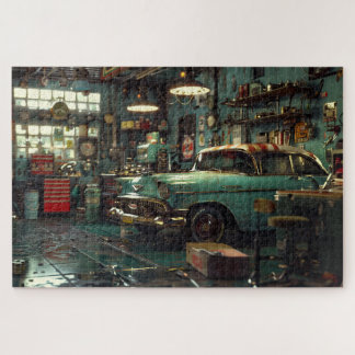 Retro 1950s Mechanica Garage Legpuzzel