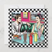 Retro 1950's Paar bij Diner Blank Kaart (Voorkant)