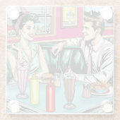 Retro 1950's Paar bij Diner Glazen Onderzetter (Achterkant)