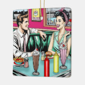 Retro 1950's Paar bij Diner Keramisch Ornament (Links)