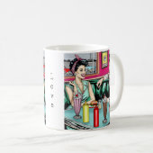 Retro 1950's Paar bij Diner Koffiemok (Voorkant rechts)