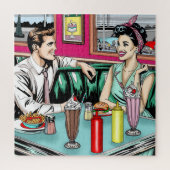 Retro 1950's Paar bij Diner Legpuzzel (Verticaal)