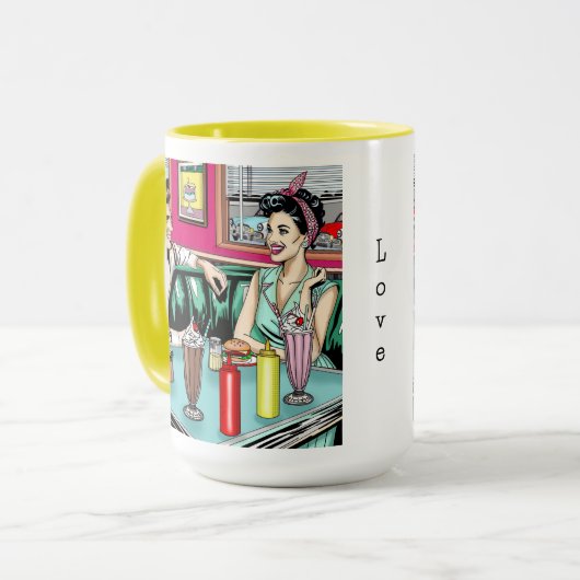 Retro 1950's Paar bij Diner Mok (Voorkant links)