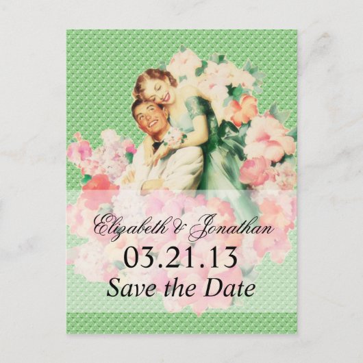 Retro 1950s paar Save the Date Aankondigingskaart (Voorkant)