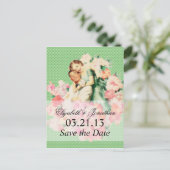 Retro 1950s paar Save the Date Aankondigingskaart (Staand voorkant)
