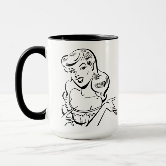 Retro 1950s Pin-Up Comic Meisje Mok (Links)