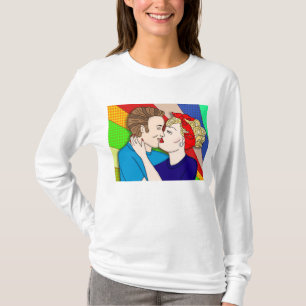 Retro 1950's Pop Art Style Couple Kening T-shirt