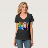 Retro 1950's Pop Art Style Couple Kissing T-Shirt (Voorkant volledig)