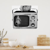 Retro 1950s Portable TV Mid-Century Poster (Keuken)