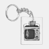Retro 1950s Portable TV Mid-Century Sleutelhanger (Voorkant Links)