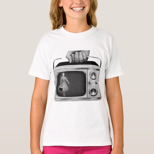 Retro 1950s Portable TV Mid-Century T-shirt (Voorkant)