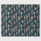 Retro 1950s Robots Wrapping Paper Cadeaupapier (Vlak)