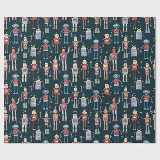 Retro 1950s Robots Wrapping Paper Cadeaupapier (Vlak)