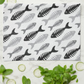 Retro 1950s Seafood Restaurant Fishbone Pattern Theedoek (Gevouwen)