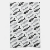 Retro 1950s Seafood Restaurant Fishbone Pattern Theedoek (Verticaal)