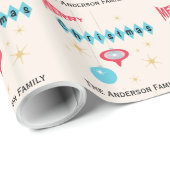 Retro 1950's stijl Kerstmis gepersonaliseerd Cadeaupapier (Rol Hoek)