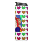 Retro 1950's Style Pop Art Couple Kissing Brunette Thermosbeker (Geroteerd rechts)