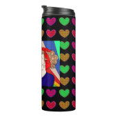 Retro 1950's Style Pop Art Couple Kissing Brunette Thermosbeker (Geroteerd rechts)