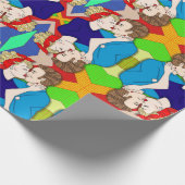 Retro 1950's Style Pop Art Couple Kissing Cadeaupapier (Hoek)