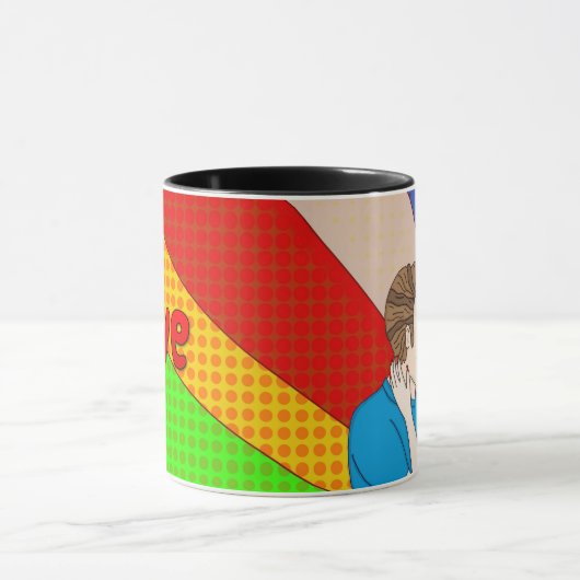 Retro 1950's Style Pop Art Couple Kissing Love Mok (Midden)