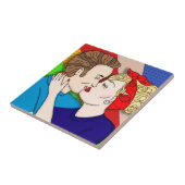 Retro 1950's Style Pop Art Couple Kissing Tegeltje (Zijkant)
