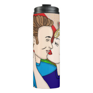 Retro 1950's Style Pop Art Couple Kissing Thermosbeker