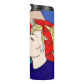 Retro 1950's Style Pop Art Couple Kissing Thermosbeker (Geroteerd rechts)