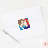 Retro 1950's Style Pop Art Couple Kissing Vierkante Sticker (Envelop)