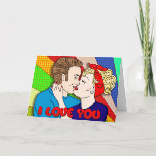 Retro 1950s Style Pop Art Romantic Valentijnsdag Kaart