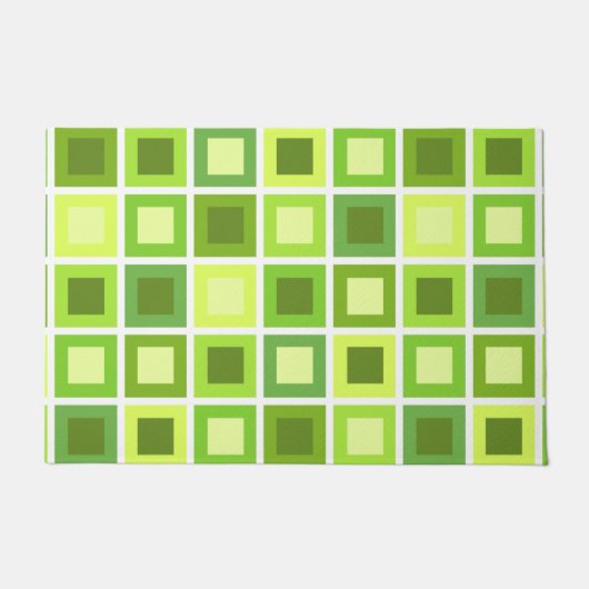 Retro 1950s Tegels Patroon Chartreuse Groen Deurmat (Voorkant)