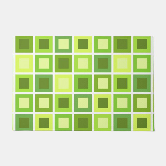 Retro 1950s Tegels Patroon Chartreuse Groen Deurmat (Voorkant)