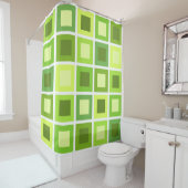 Retro 1950s Tegels Patroon Chartreuse Groen Douchegordijn (In situ)