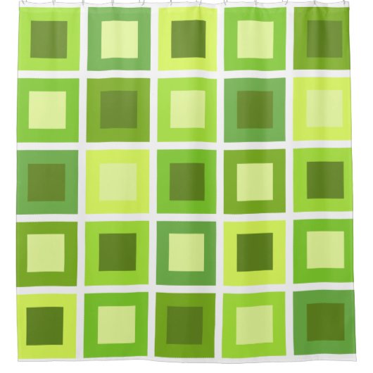 Retro 1950s Tegels Patroon Chartreuse Groen Douchegordijn (Voorkant)