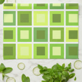 Retro 1950s Tegels Patroon Chartreuse Groen Theedoek (Gevouwen)