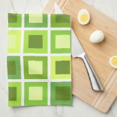 Retro 1950s Tegels Patroon Chartreuse Groen Theedoek (Quarter Fold)
