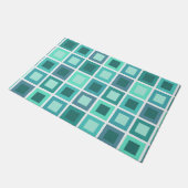 Retro 1950s Tegels Patroon Turquoise Deurmat (Schuin)