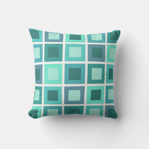 Retro 1950s Tegels Patroon Turquoise Kussen
