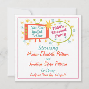 Retro 1950's Uitnodiging van de met de derde parti