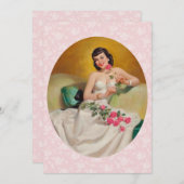 Retro 1950s Valentijnsdag Dinner Kaart (Voorkant / Achterkant)