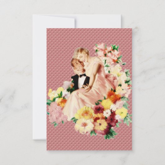 Retro 1950s Verloving Dinner V2 Kaart (Voorkant)