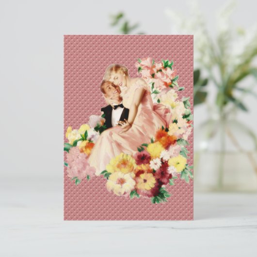 Retro 1950s Verloving Dinner V2 Kaart (Staand voorkant)