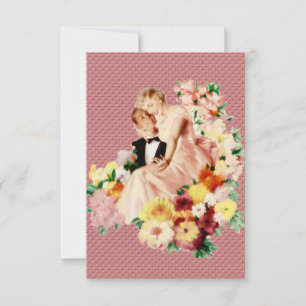 Retro 1950s Verloving Dinner V2 Kaart