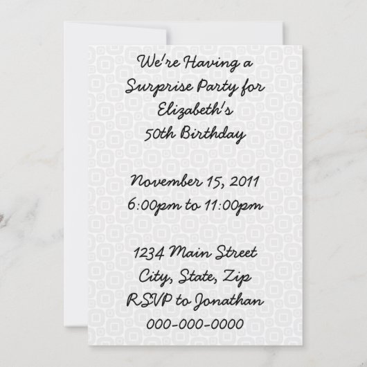 Retro 1950s Verrassingsfeest Kaart (Achterkant)