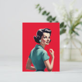 RETRO 1950'S VROUW BRIEFKAART (Staand voorkant)
