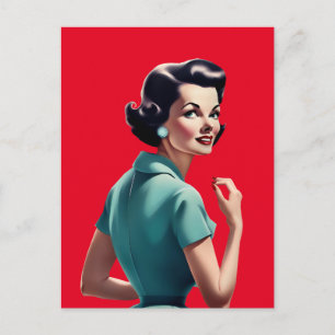 RETRO 1950'S VROUW BRIEFKAART