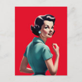 RETRO 1950'S VROUW BRIEFKAART (Voorkant)