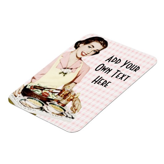 Retro 1950s Vrouw met Lunchlade Magneet (Linkerzijde)