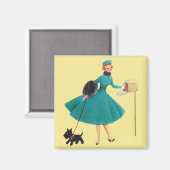 Retro 1950s Vrouw Scottie Kerstmagneet Kaarten Magneet (Voorkant / Achterkant)